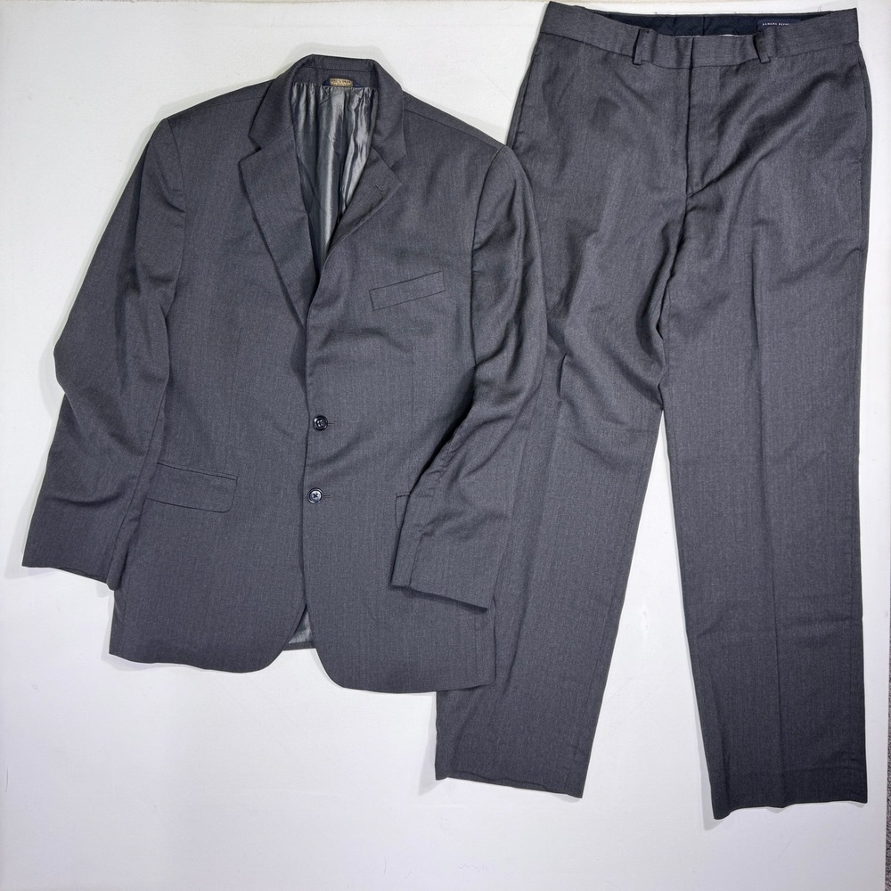 Banana Republic Mens 2 Piece Suit 42R 33x31 Gray 100% Wool Lanificio Cerruti